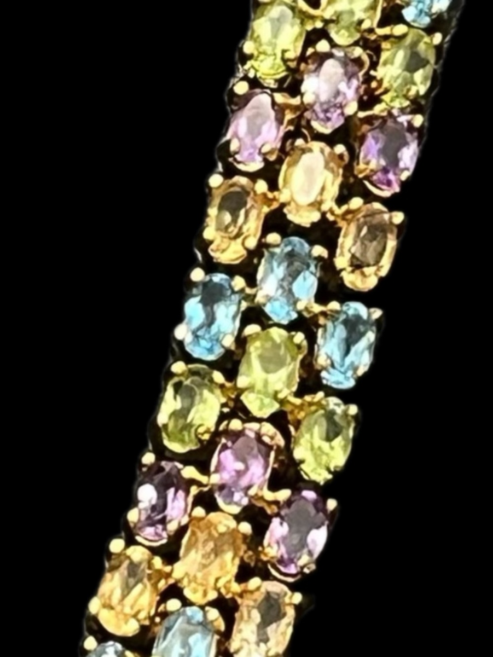 Suzanne Somers Vintage amethyst blue topaz citrine peridot tennis bracelet Gold